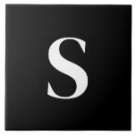 Carreau S Monogramme initial blanc sur noir<br><div class="desc">Lettre blanche classique Monogramme sur Arrière - plan noir,  S.</div>