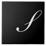 Carreau S Monogramme initial blanc sur noir<br><div class="desc">Lettre blanche classique Monogramme sur Arrière - plan noir,  S.</div>