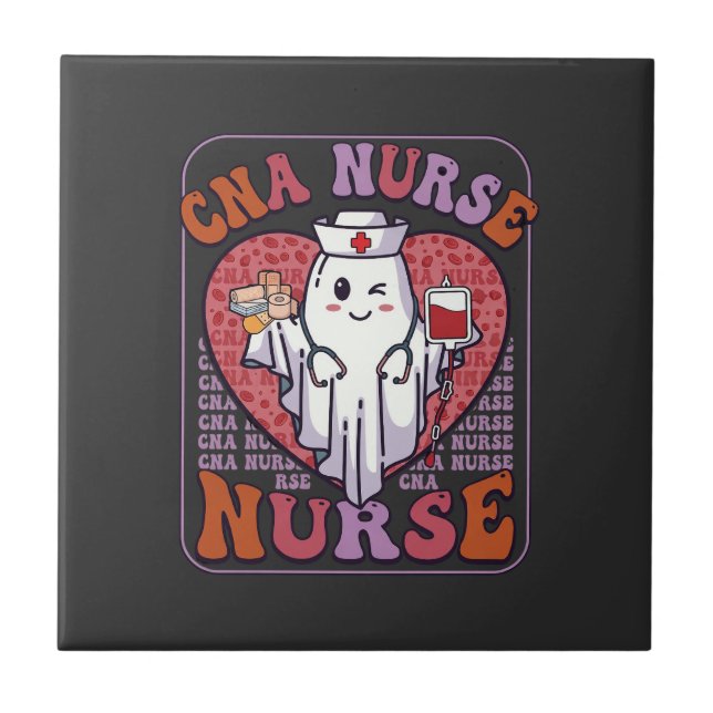 Carreau Sac infirmière Cna Halloween fantôme stéthoscope s (Devant)