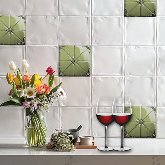 Carreau Sage Green Art Deco  Ceramic Tile