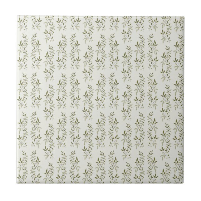 Carreau Sage Green Watercolor French Country Olive Pattern (Devant)