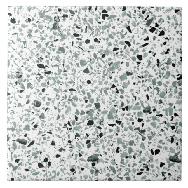 Carreau Sage Vert Blanc Terrazzo Moderne Minimal Moyen (Devant)