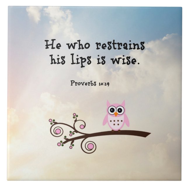 Carreau Sagesse - Proverbes 10:19, Carrelage en céramique (Devant)