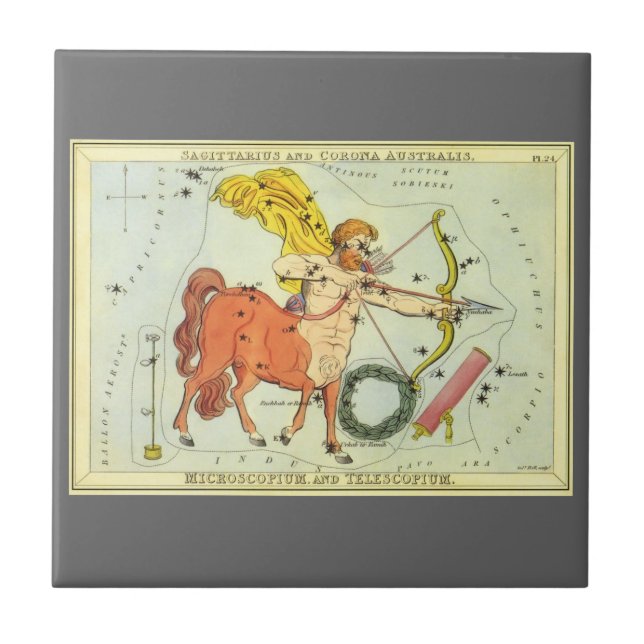 Carreau Sagittaire, Constellation Vintage Miroir d'Urania (Devant)