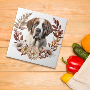 Carreau Saint Bernard Dog Verrerie d'automne