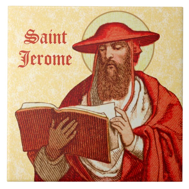Carreau Saint Jérôme comme cardinal avec livre (P 004) (Devant)