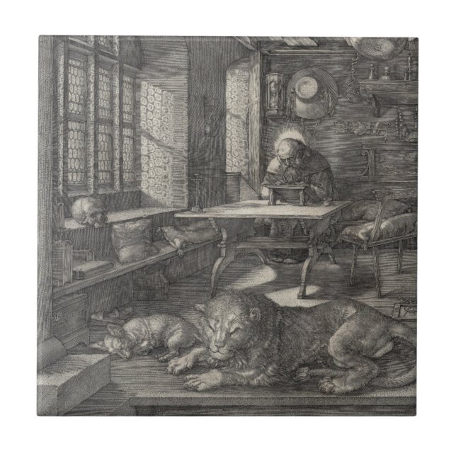 Carreau Saint Jerome dans son étude par Albrecht Durer (Devant)