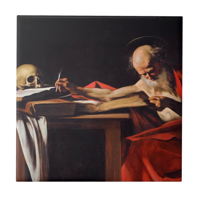 Carreau Saint Jérôme Écriture par Michelangelo Caravaggio (Devant)