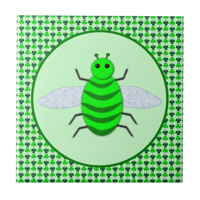 Carreau Saint Patricks Day Bee et Shamrocks (Devant)