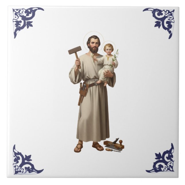 Carreau Saint St Joseph & Enfant Jésus Religieux (Devant)