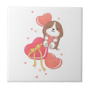 Carreau Saint Valentin : Beagle & Macarons