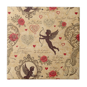 Carreau Saint-Valentin Cupid Vintage Victorien