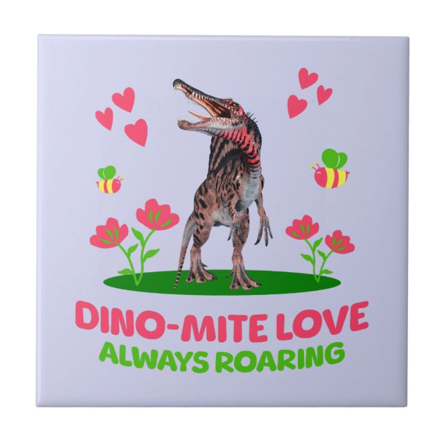 Carreau Saint-Valentin de dinosaure mignon pour les enfant (Devant)