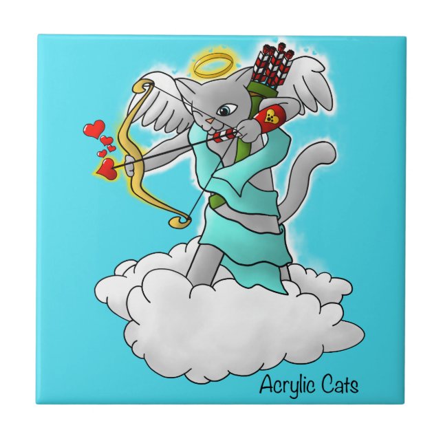 Carreau Saint-Valentin Fumée Gris Cat croustillant (Devant)