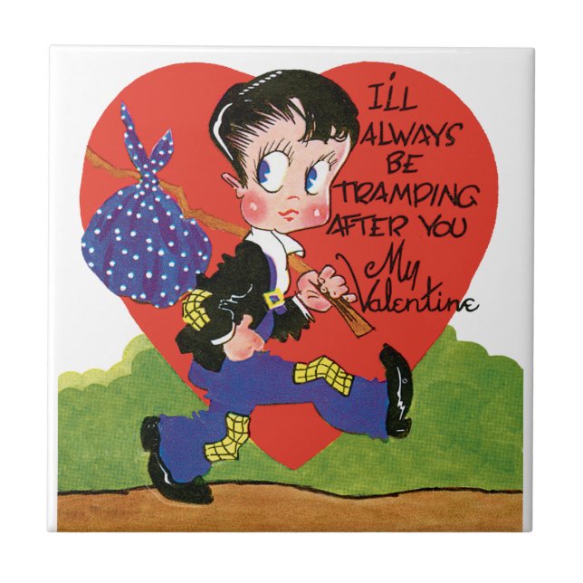 Carreau Saint-Valentin Rétro, Cœur de garçon vagabond vint (Devant)