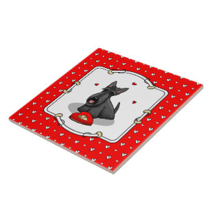 Carreau Saint-Valentin (rouge) Chien écossais (noir) migno