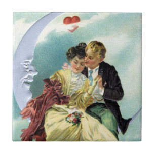 Carreau Saint-Valentin victorien d'amour et de romance vin