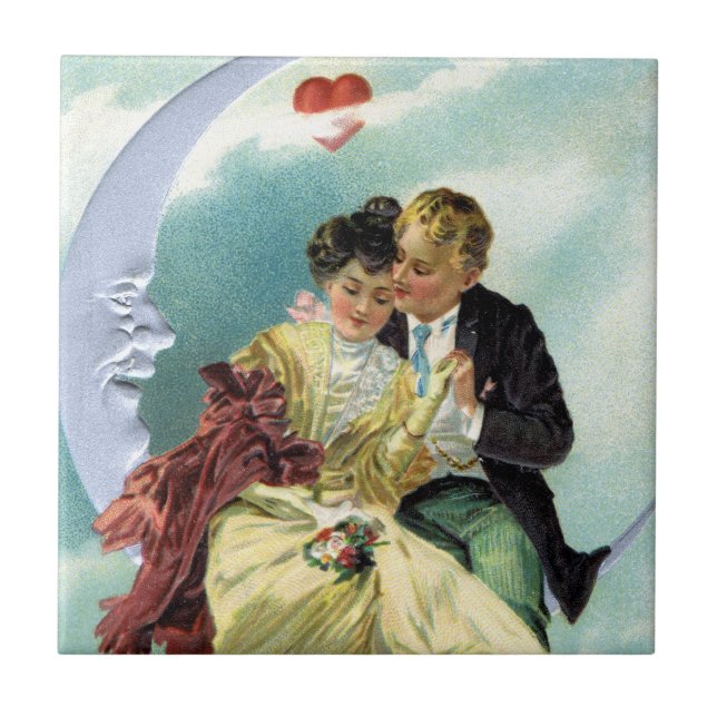 Carreau Saint-Valentin victorien d'amour et de romance vin (Devant)