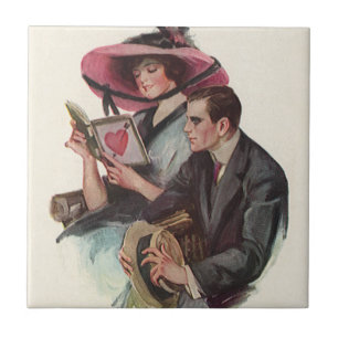 Carreau Saint-Valentin victorien vintage Amour et Romance
