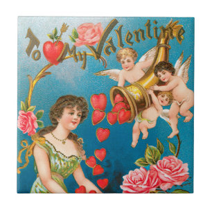 Carreau Saint-Valentin victorien vintage Anges & Cœurs