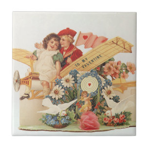 Carreau Saint-Valentin victorien vintage, Enfants dans un 