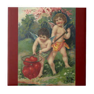 Carreau Saint-Valentin victorien vintage, l'offrande de l'