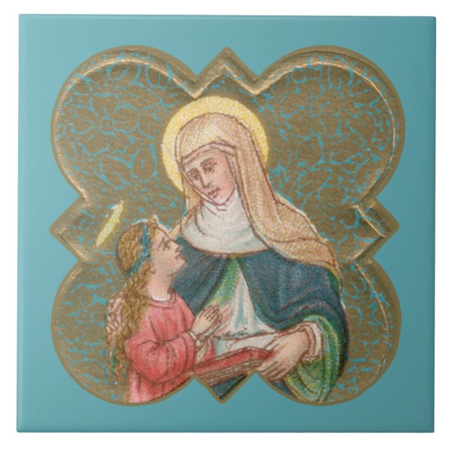 Carreau Sainte-Anne et la BVM dans un Quatrefoil barbelé ( (Devant)