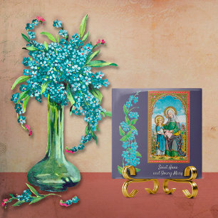 Carreau Sainte-Anne néogothique et Marie jeune (SAU 29)