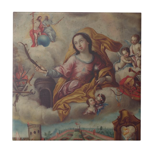 Carreau Sainte-Barbe Vierge et martyre (Devant)