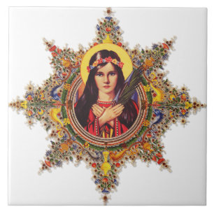 Carreau Sainte Philomène Vierge Art Lumineux de Grande Qua