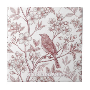 Carreau Sakura Cerisier Fleur & Oiseau  Esthétique Vintage