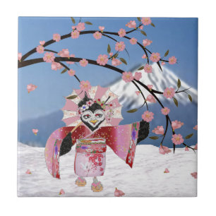 Carreau Sakura Geisha Oiseau dans les Cerisiers en Fleur s