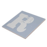 Carreau Salle de bain industrielle motif en panne<br><div class="desc">Carrelage en céramique bleu clair en acier avec lettre R gris clair en détresse pour cuisines industrielles,  style loft,  salles de bain.
Personnalisez la lettre ou supprimez-la si vous avez.
Pour un meilleur look,  mélangez-le avec d'autres tuiles PiccoGrande.</div>