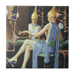 Carreau Salon de beauté de science-fiction vintage Spa Man