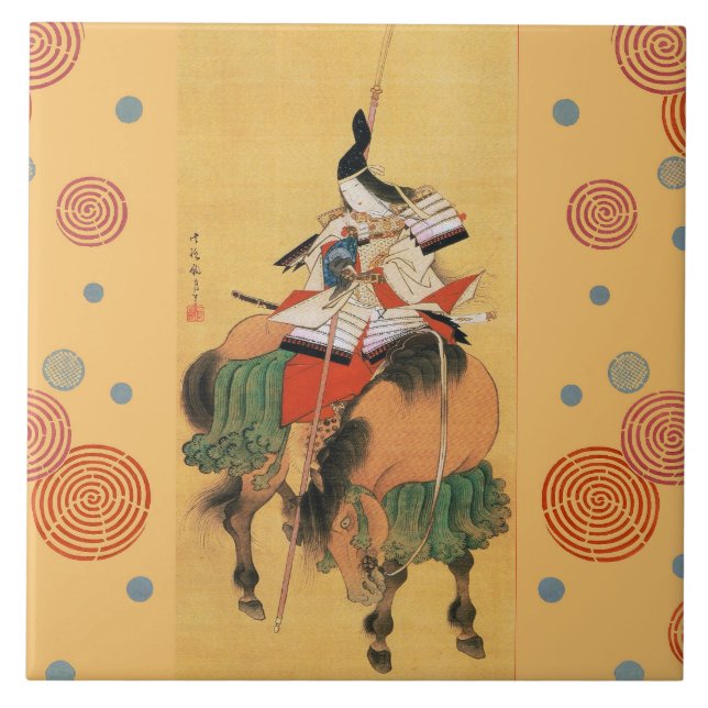 Carreau SAMURAI TOMOE GOZEN HORSEBACK Art Japonais (Devant)