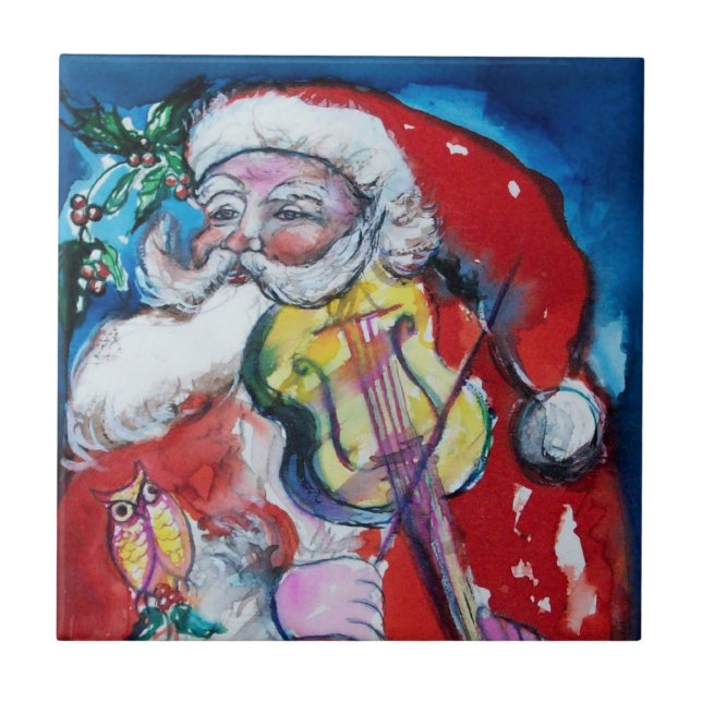 CARREAU SANTA CLAUS AVEC VIOLIN (Devant)