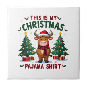 Carreau Santa Cow Xmas Guirlandes de Noël C'est mon pyjama