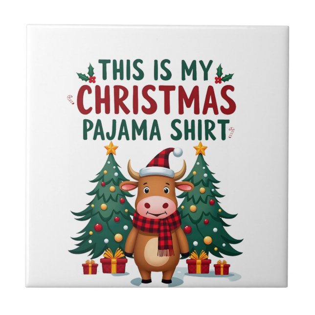 Carreau Santa Cow Xmas Tree Lights C'est mon pyjama de Noë (Devant)