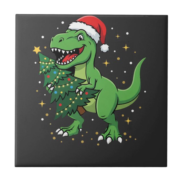 Carreau Santa Dinosaur Santa T Rex Noël (Devant)