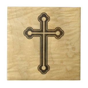 Carreau Santorini Christian Cross Wooden Maple Rosewood