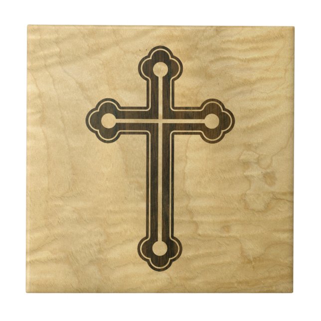 Carreau Santorini Christian Cross Wooden Maple Rosewood (Devant)