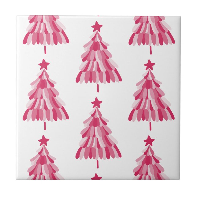 Carreau Sapin de Noël des Fêtes rose (Devant)