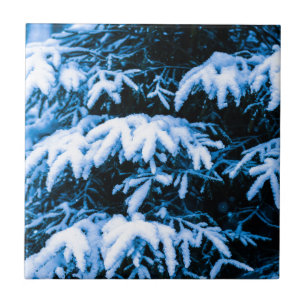 Carreau Sapin de Noël sous la neige d'hiver
