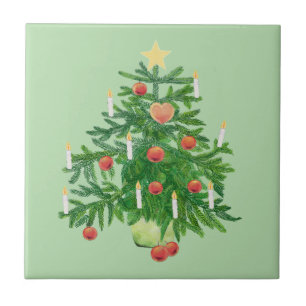 Carreau Sapin de Noël vintage avec une étoile