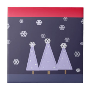 Carreau Sapins de Noël Bleu Glacé