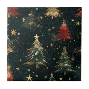 Carreau Sapins de Noël et Étoiles Pailletés (2)