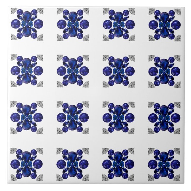 Carreau Sapphire Diamant Gemstone Art Blue (Devant)