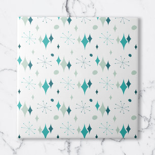 Carreau Sarcelle, Éclatement d'étoiles aqua Motif Moderne