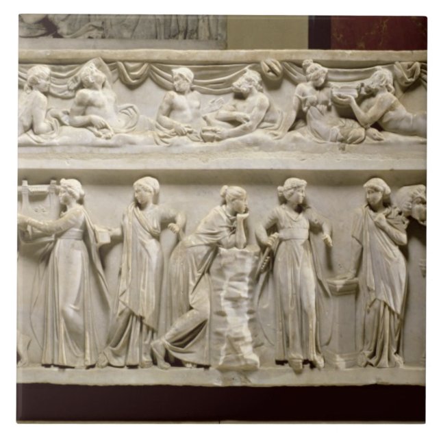 Carreau Sarcophage des Muses, romain (marbre) (Devant)