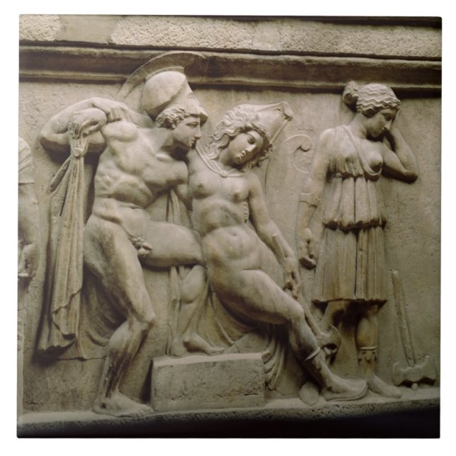 Carreau Sarcophage grec avec une scène montrant la (Devant)